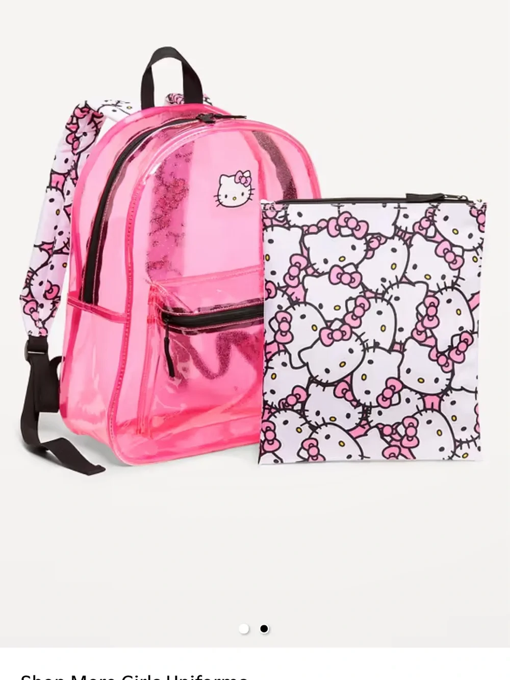 Hello Kitty Hot Pink Clear Kids Backpack with Patterned Straps